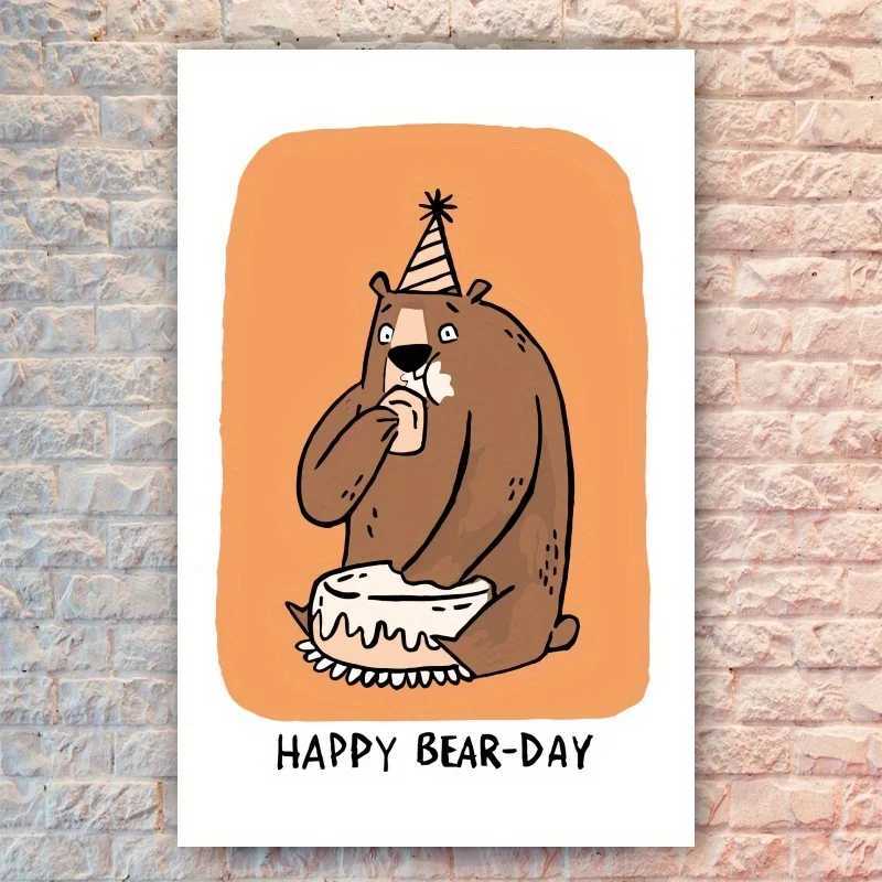 1pc happy bear pun funny happy bear day birthday card special occasion birthday card for friend G251119