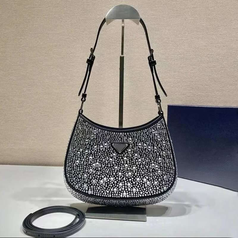 Cleo Womens Designers Tote Shouler Bags Crystal Embellished Satin Handbags Ladies Fashion Underarm Purses Bling