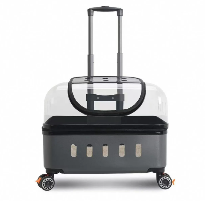 Pet suitcase, cat bag, portable for outdoor use, large size, two cats luggage, transparent dog suitcase, aviation suitcase, small cart