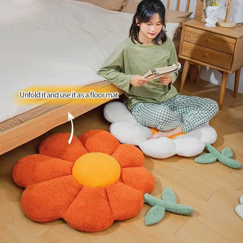 Flower Office Chair Lumbar Back Cushion Cute Plush Sofa Throw s Soft Elastic Decor Cushions Winter Floor Futon MatM251119