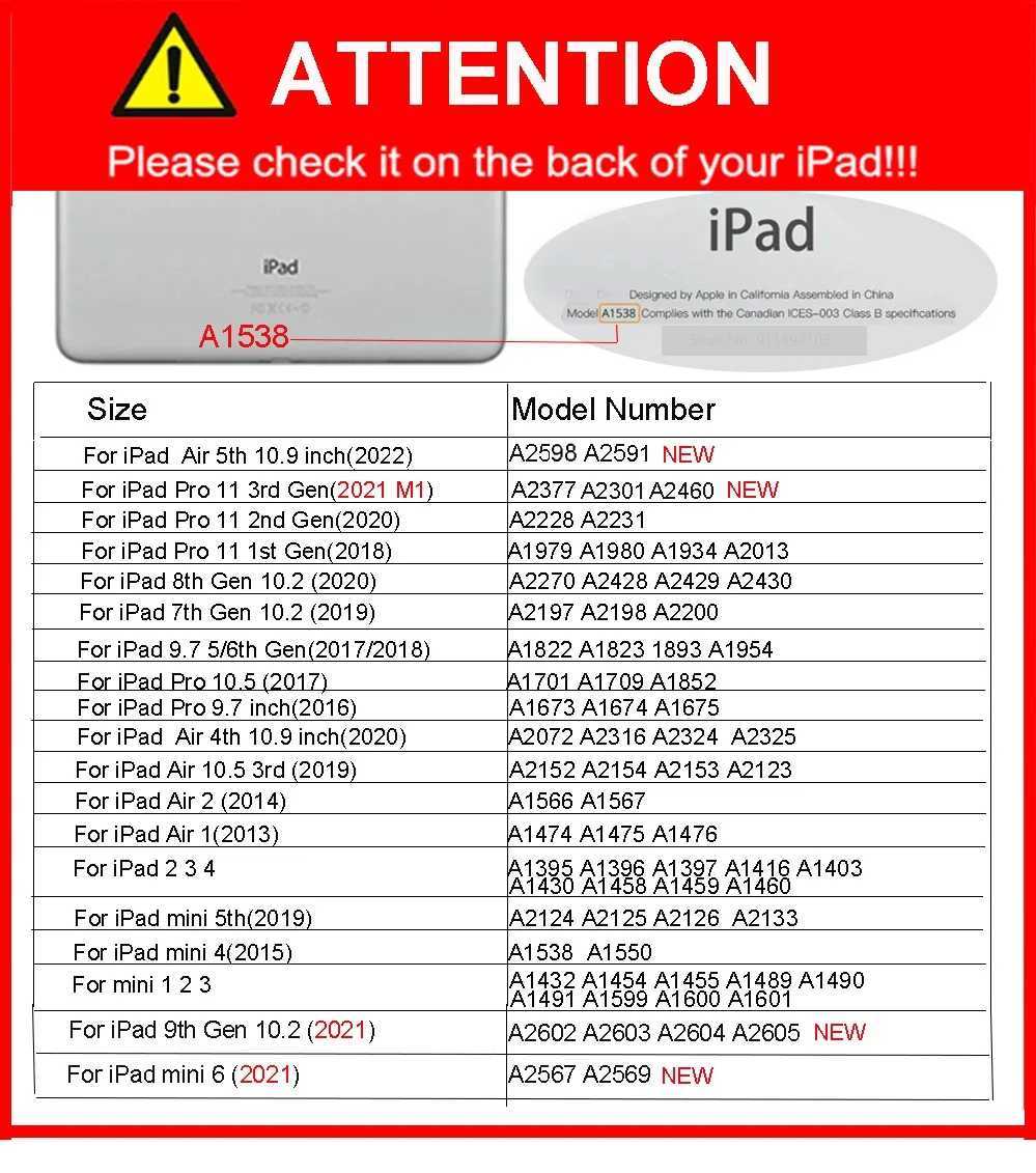 Funda iPad Air 1 2 Case iPad 10.2 Case 7/8/9th Generation for iPad Air 2022 iPad Pro 9.7 2016 2017 2018 Case Cover iPad Pro 11XJ250419