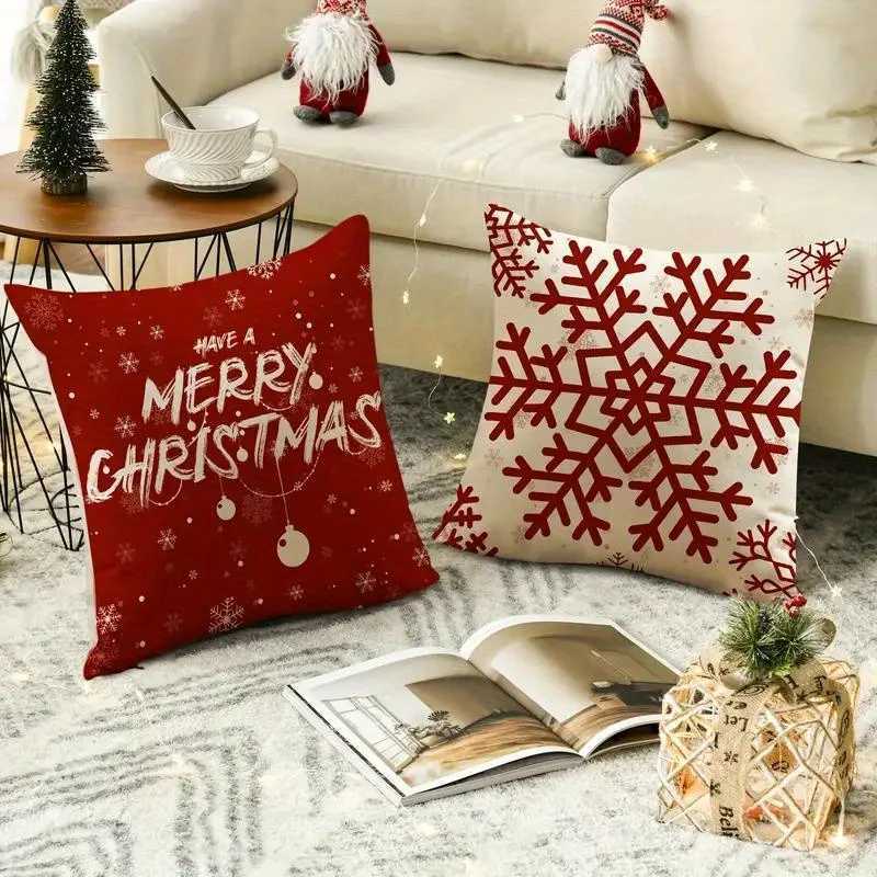 Festive Christmas s Set of 4 100 Plush with Hidden Zipper Perfect for Holiday Home Decor and Sofa Bedroom AccentsM251119