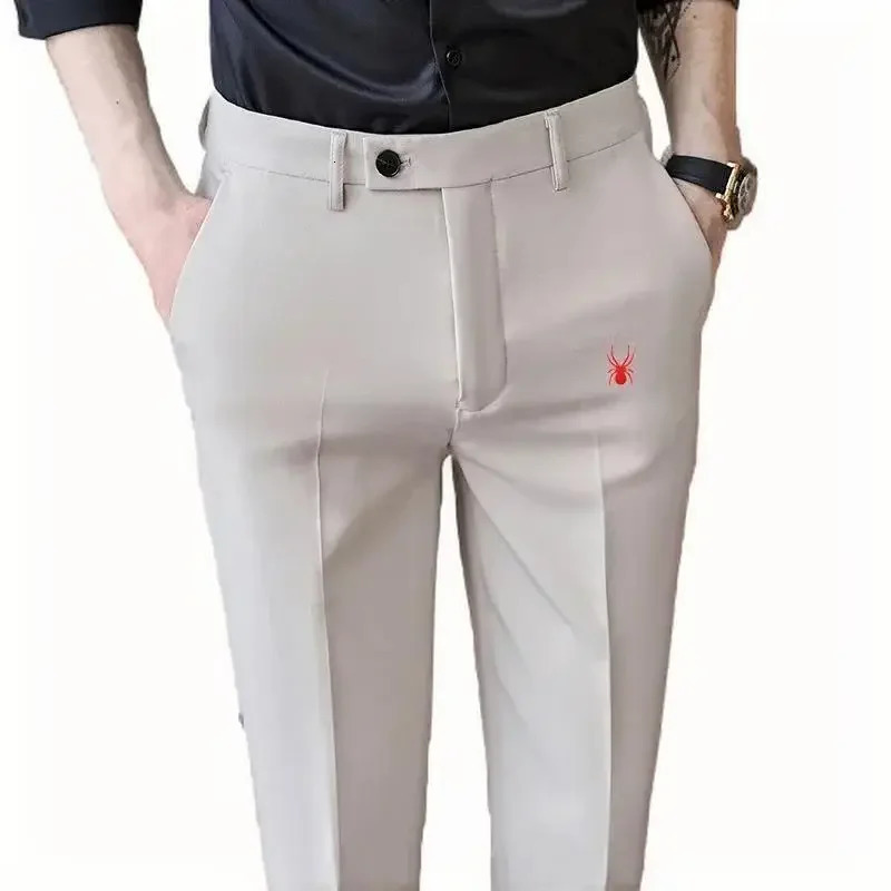 Mens golf cart ultrathin fit dress business casual set Korean version elastic sports ninth pair of pants 250418