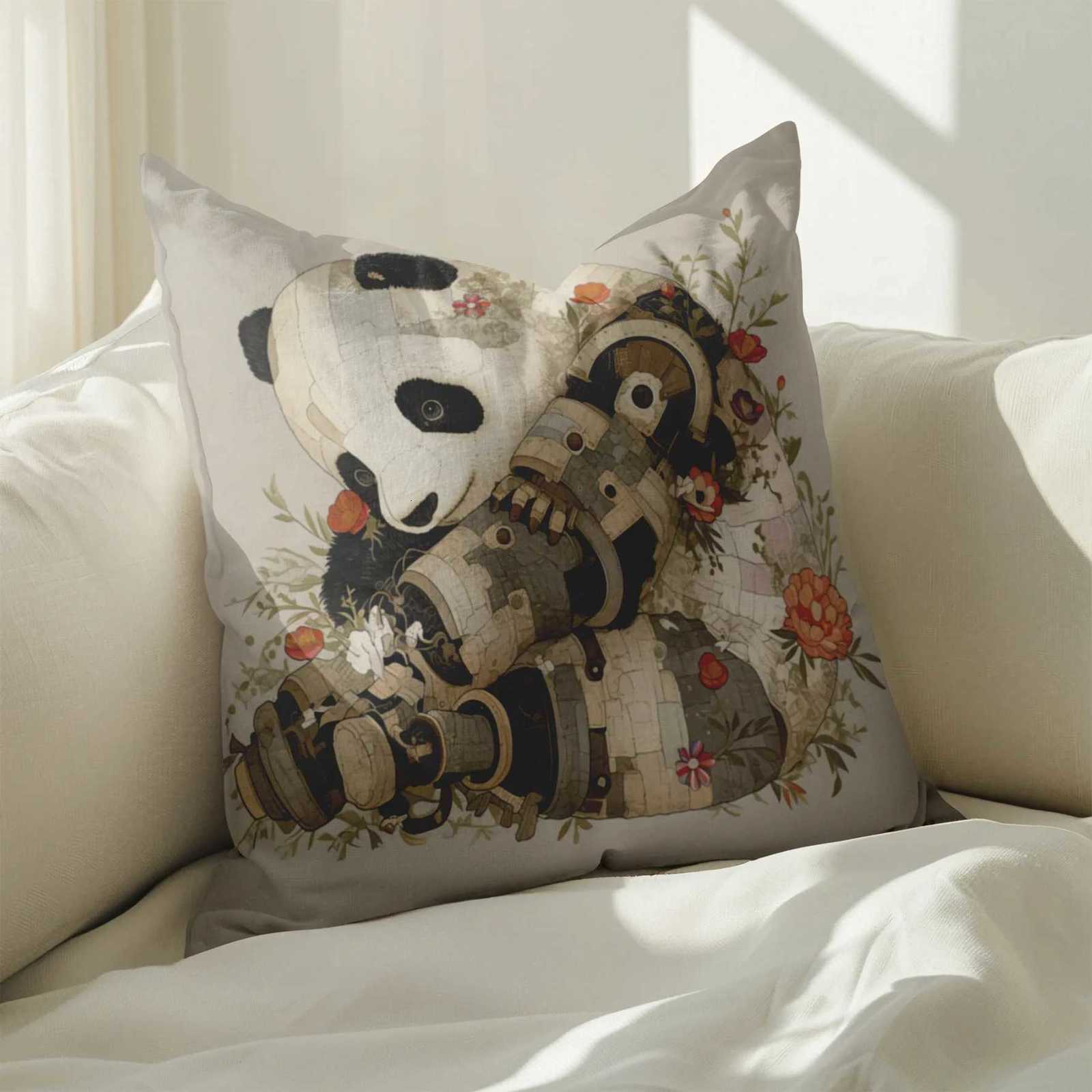 Cute cartoon panda throw covers with digital printing of short plush fabric Car-shaped sofa cushion for office Home decorM251119