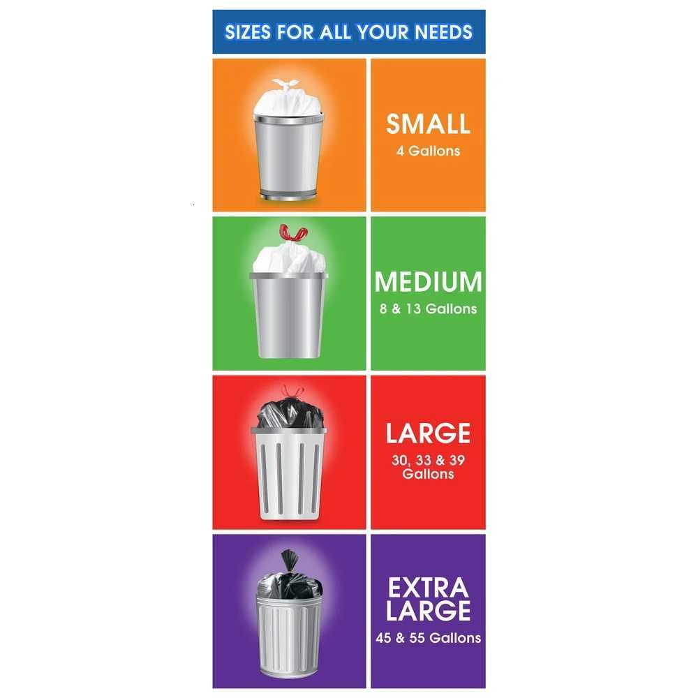 Extra Large 55 Gallon Outdoor Twist Tie Trash Bags Heavy Duty Unscented 20 Count Perfect Yard Clean Up and Household Use C251119