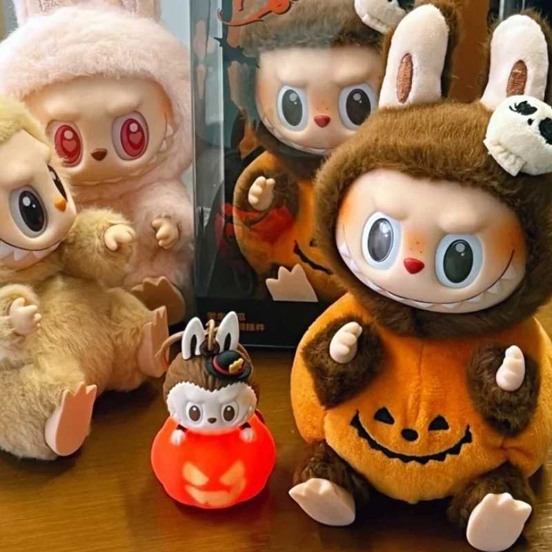High quality Cute Monster Series Halloween Pumpkin Labubu Doll Toy Kawai Animated Character Model Keychain Festival Gift M250419