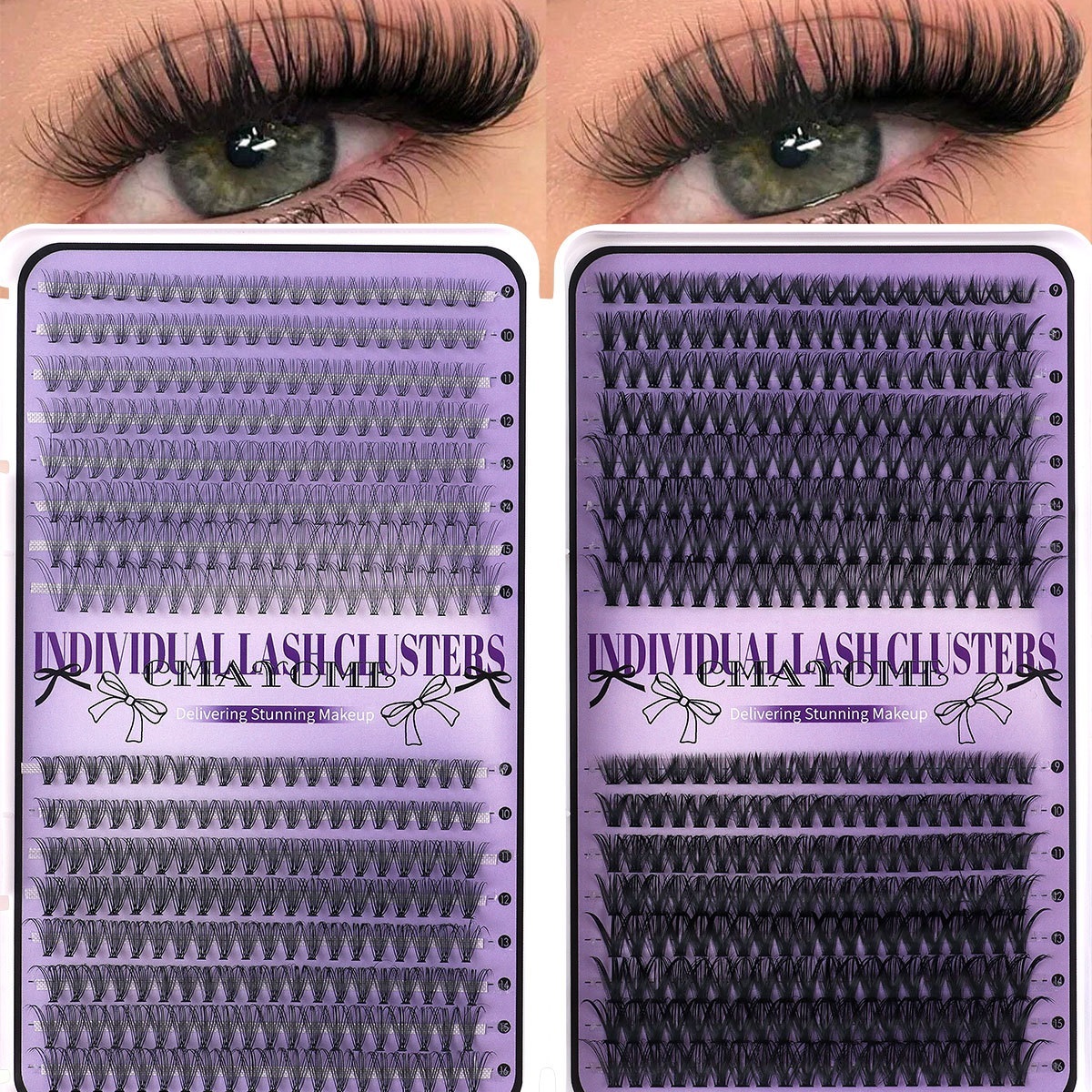 640Pcs DIY Cluster Lashes Kit with Lash Bond & Seal DIY Individual Eyelashes Thick Fluffy Handmade Reusable Cluster Segmented Eyelash Extensions