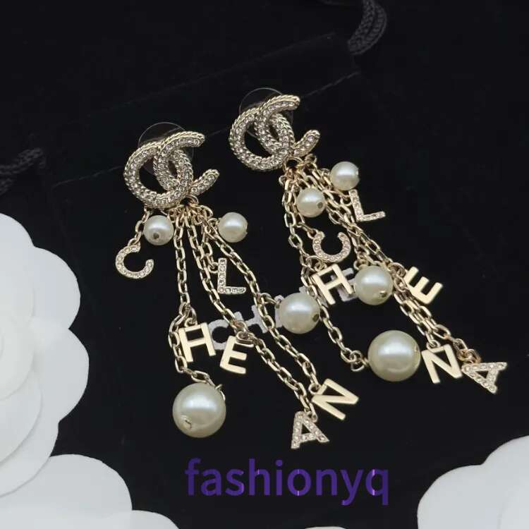 20 Styles High Quality Designer Copper Double Letters Earrings Luxury Jewelry Woman Crystal Rhinestone 18K Gold Plated Stud Earrings