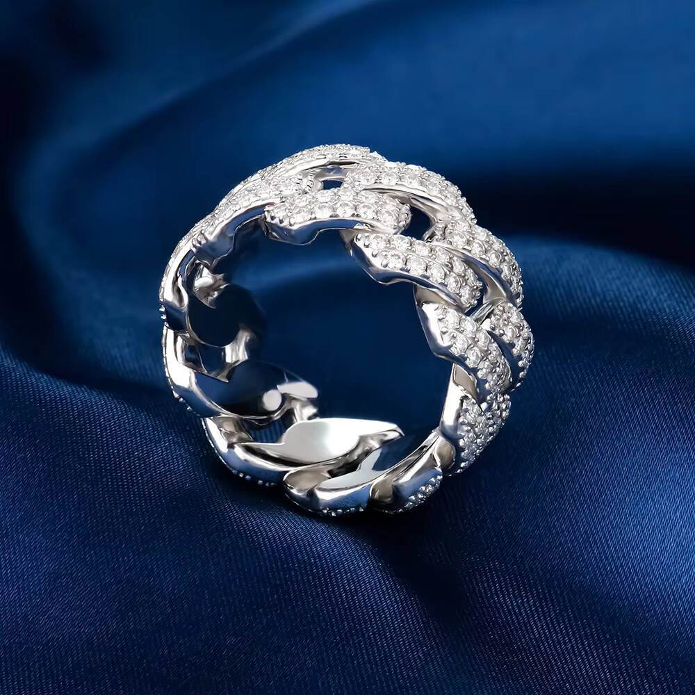 Xingyue Gems Fashion Jewelry Hip Hop 925 Sterling Silver Cuban Iced Out Moissanite Ring