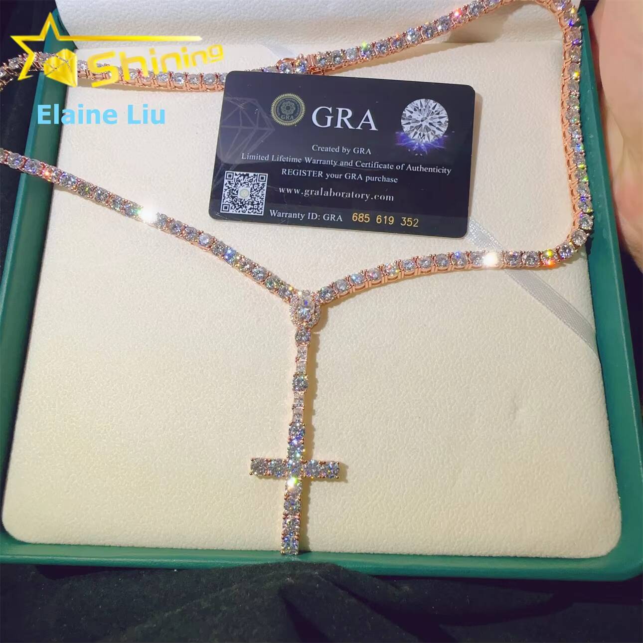 Hip Hop Jewelry Fashion 5mm D Color Vvs Moissanite Diamond Tennis Bracelet Silver 925 Tennis Chain Necklace