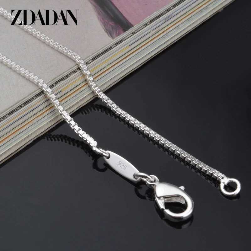 ZDADAN 100% genuine 925 sterling silver 2mm box chain necklace suitable for womens fashion jewelryT250418
