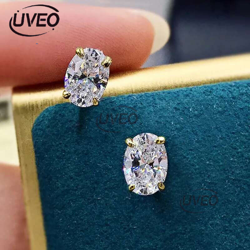 Choucong Drop Ship Top Sell Stud Earrings Moissanite Solitaire Simple Fashion Jewelry Sterg Sier Gold Fill Women Wedding Oval Dia Earring Gift