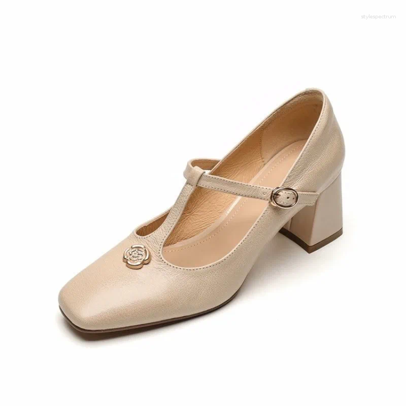 Casual Shoes Plus Size 35-42 Women's Sheepskin Slip-on Mary Jane Flats Square Toe High Quality Soft Comfortable Elegant Ladies Slim