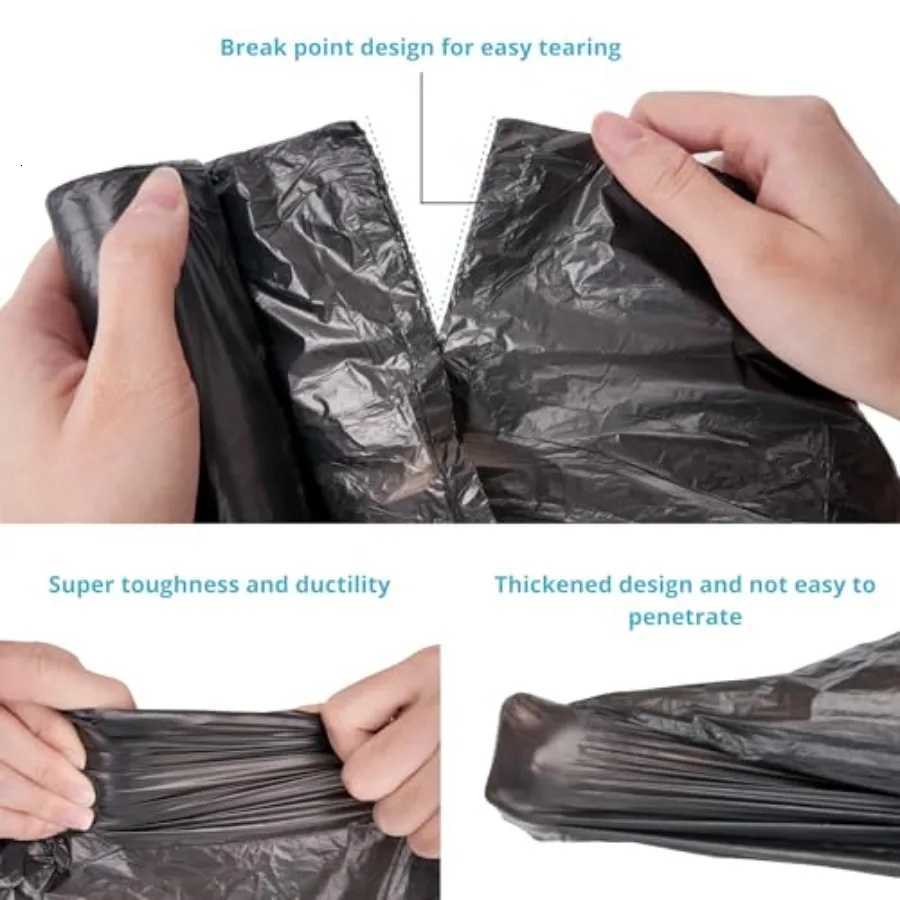 8 Gallon Black Kitchen Trash Bags with Red Drawstring Heavy Duty Unscented Garbage Bags for Kitchen Office Bathroom Trash Cans C251119