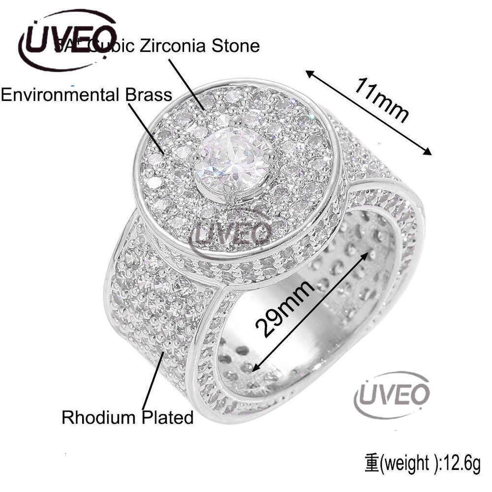 Luxury designer Hip-hop Men's oversize with real gold plating and micro-inlaid ice out VVS Moissanite, hip-hop rings for men and women