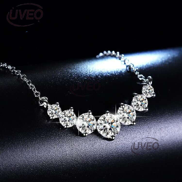 Fine Jewelry Twin Heart Halo Shape Dia Moissanite Pendant Necklaces Sterg Sier Chain For Women Engagement
