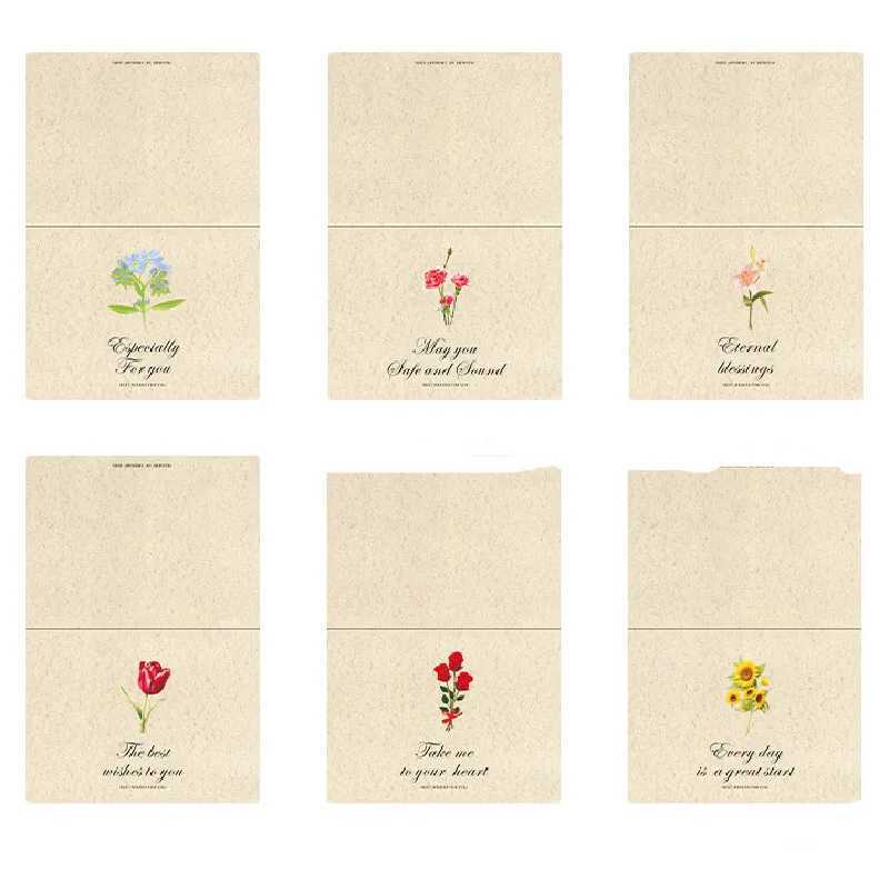 6Pcs Flower Language Greeting Cards - Exquisite Design for Birthday Anniversary Festival Romantic Floral Messages G251119