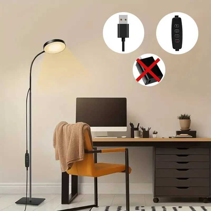 Round floor lamp powered by USB with 3 color modes adjustable height/ brightness for living room bedroom and study room M251119