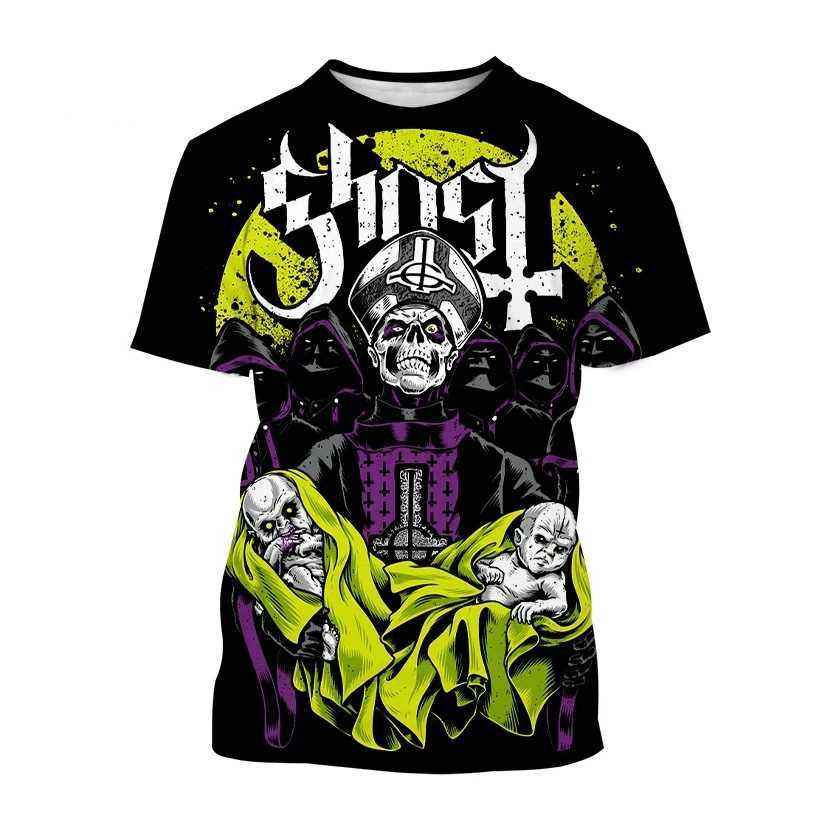 New Ghost Band 3D printed mens T-shirt womens casual fashion street clothing oversized short sleeved T-shirt childrens T-shirt top mens clothingW25041