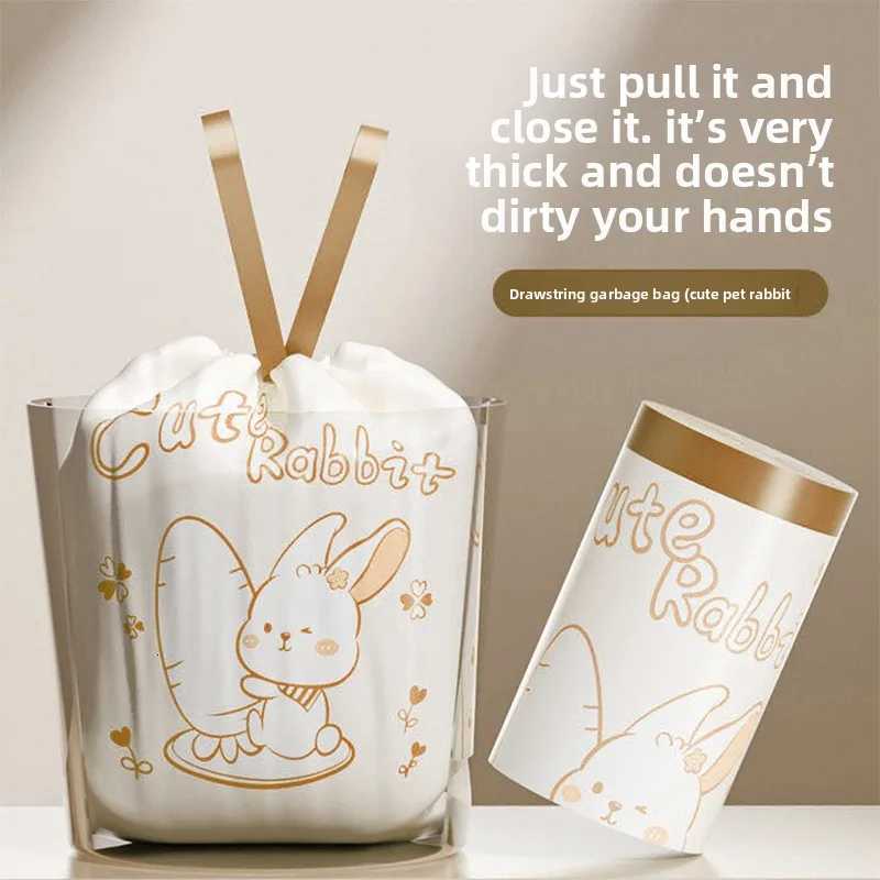 Radish Rabbit Drawstring Garbage Bag Household Kitchen Portable Thickened Belt Handle Garbage Bag C251119