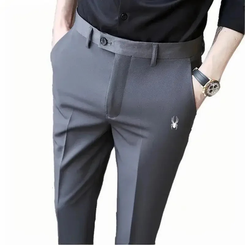 Mens golf cart ultrathin fit dress business casual set Korean version elastic sports ninth pair of pants 250418