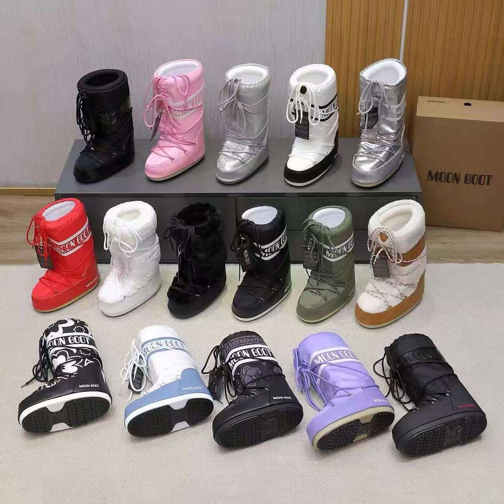 Designer Luxury Fashion Moon Snow Boots New boot Winter Medium and High Tube Lace-up Cotton Shoes Non-slip Warm winter fur warm snow Ski Shoes