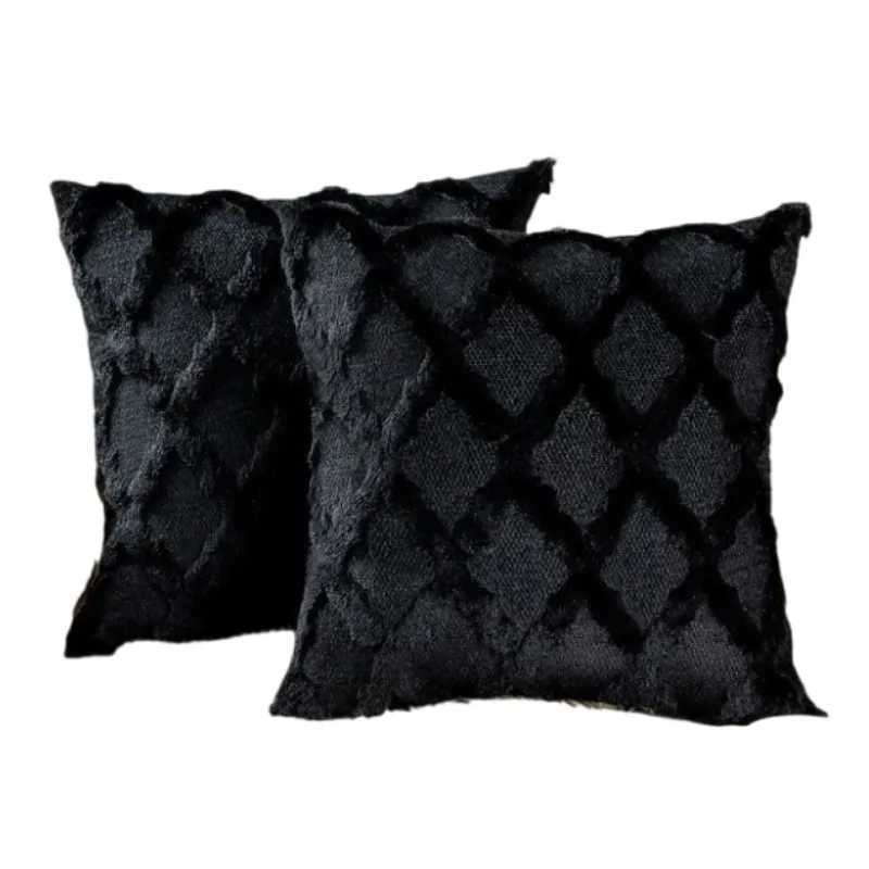 1/2Pcs 30x50cm 45x45cm Black Covers Plush Fluffy Cushion Covers for Farmhouse Rustic Gift Covers Christmas DecorM251119