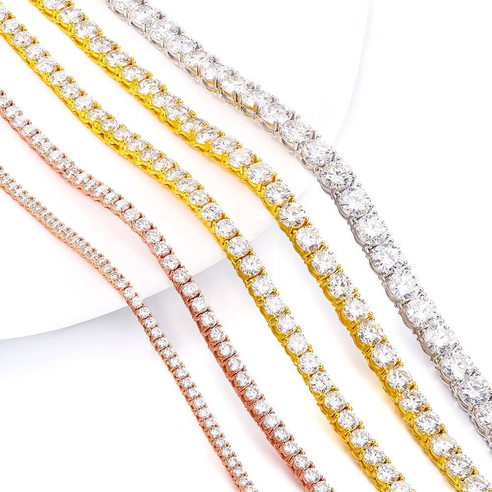 Ready Ship VVS Moissanite Diamond Tennis Chain Necklace Cheap Price Hip Hop Iced Out Chain Moissanite Chain