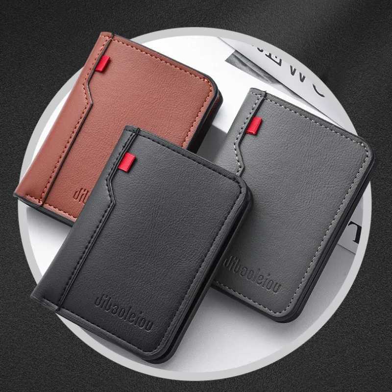 2025 New Mens Retro Style Slim Mini Vertical PU Leather Wallet for Men Ultra Thin Compact Card Holder Cash Pocket PortableT251119
