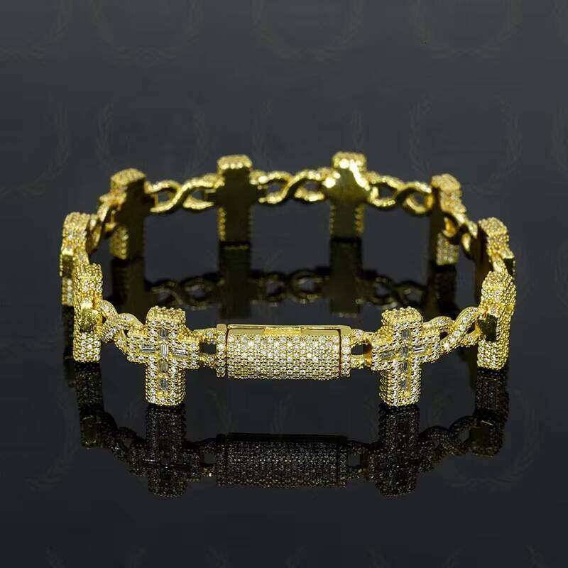 Christian Hip-Hop Pass Tester S Sier GRA Iced Baguette VVS Moissanite Cross Cuban Men and Women Chain