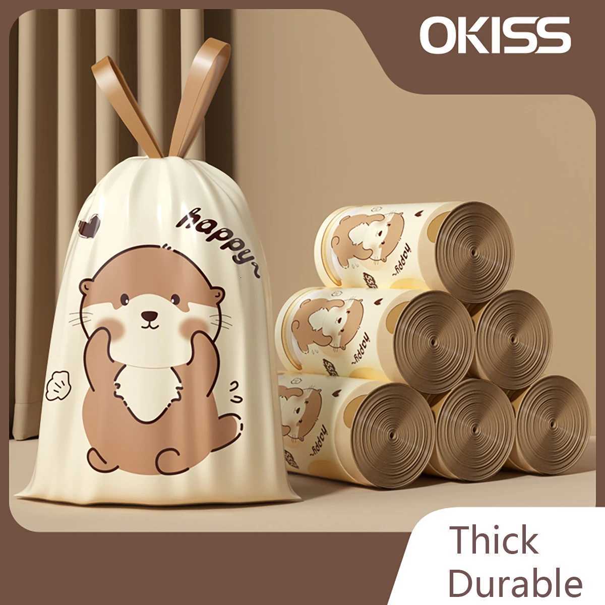 Thickened Non Tear Drawstring Garbage Bag Automatic Hand Closing Kitchen Household Non Fragile Dirty-Resistant Trash Bag C251119