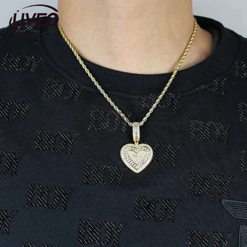 2025 New Fashion Lover Bg 5A Cz Heart Pendant Necklace Iced Out Cubic Zirconia Charm Hip Hop Jewelry for Girls Women Gift