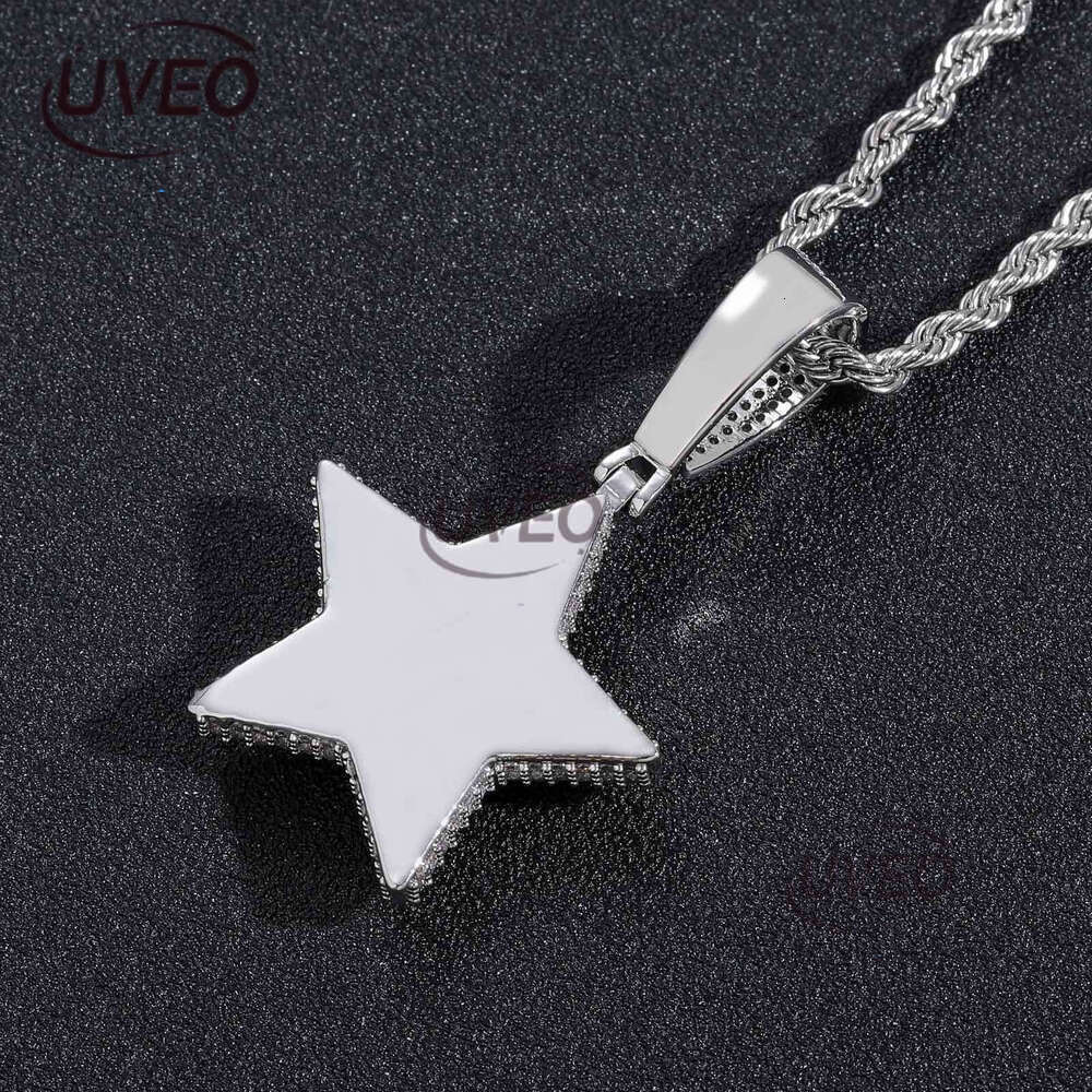 Luxury designer Hip Hop Necklace, Double Pentacle Pendant, Solid Ice out VVS Moissanite Pendant Hip Hop Necklace for men and women with free shipping
