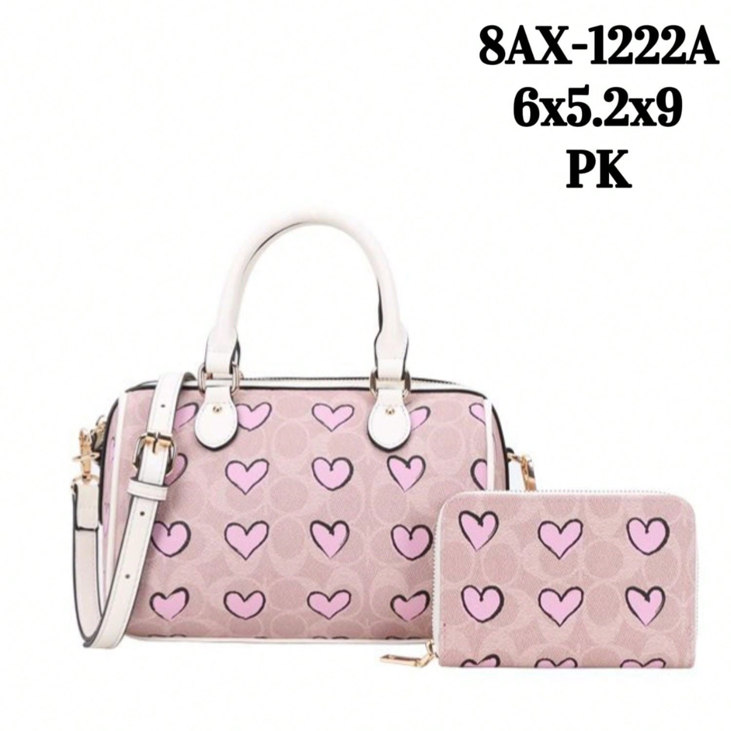 Womens Rowan Satchel In Signature Canvas With Stripe Heart Print