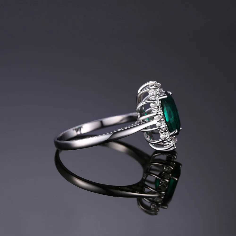 Princess Diana of the Jewelry Palace simulates green jade to create a ruby halo engagement ring 925 Sterling Siler ringC250419