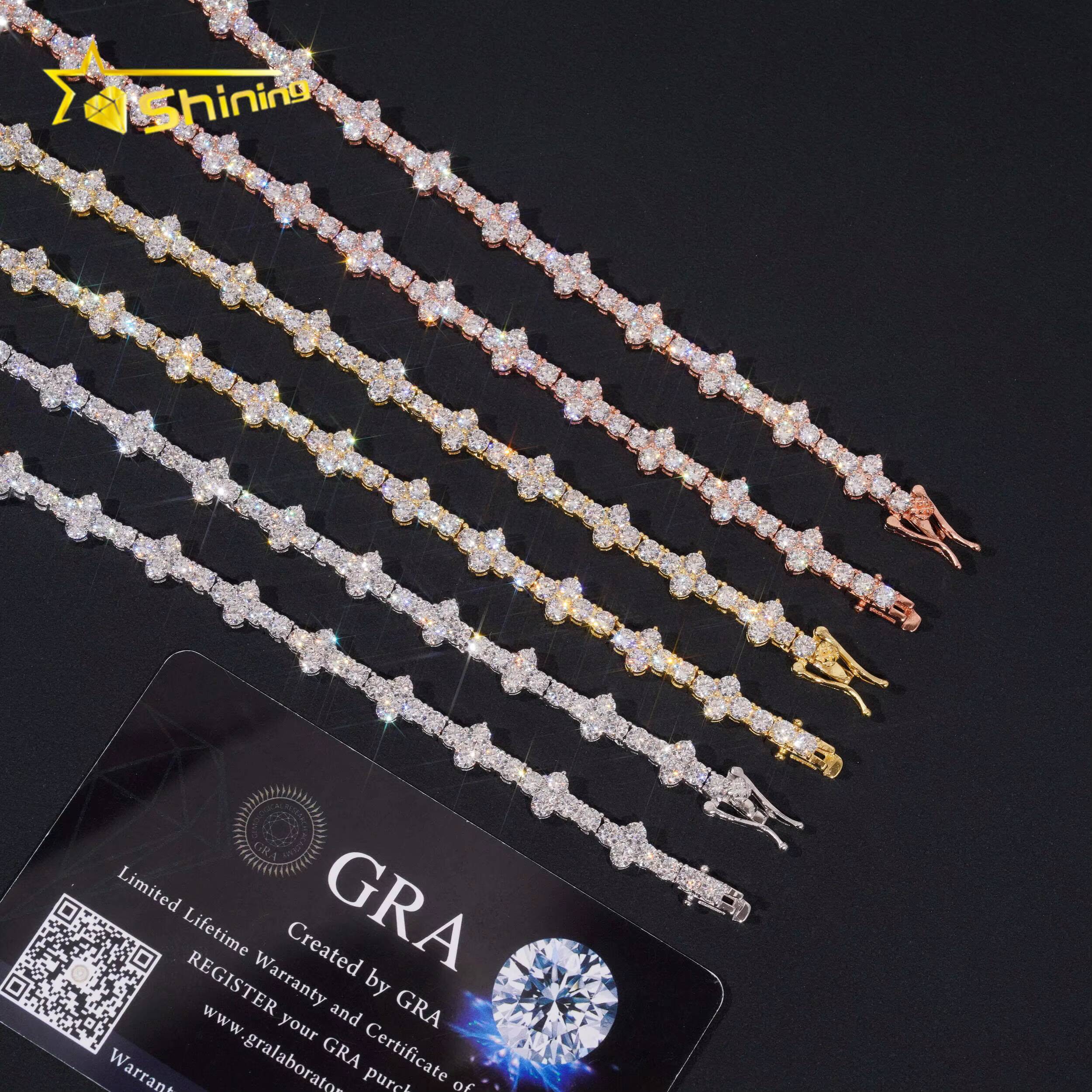 Fast Delivery Cross Tennis Necklace Bracelet 925 Sterling Silver Pass Diamond Tester GRA Certified VVS Moissanite Tennis Chain