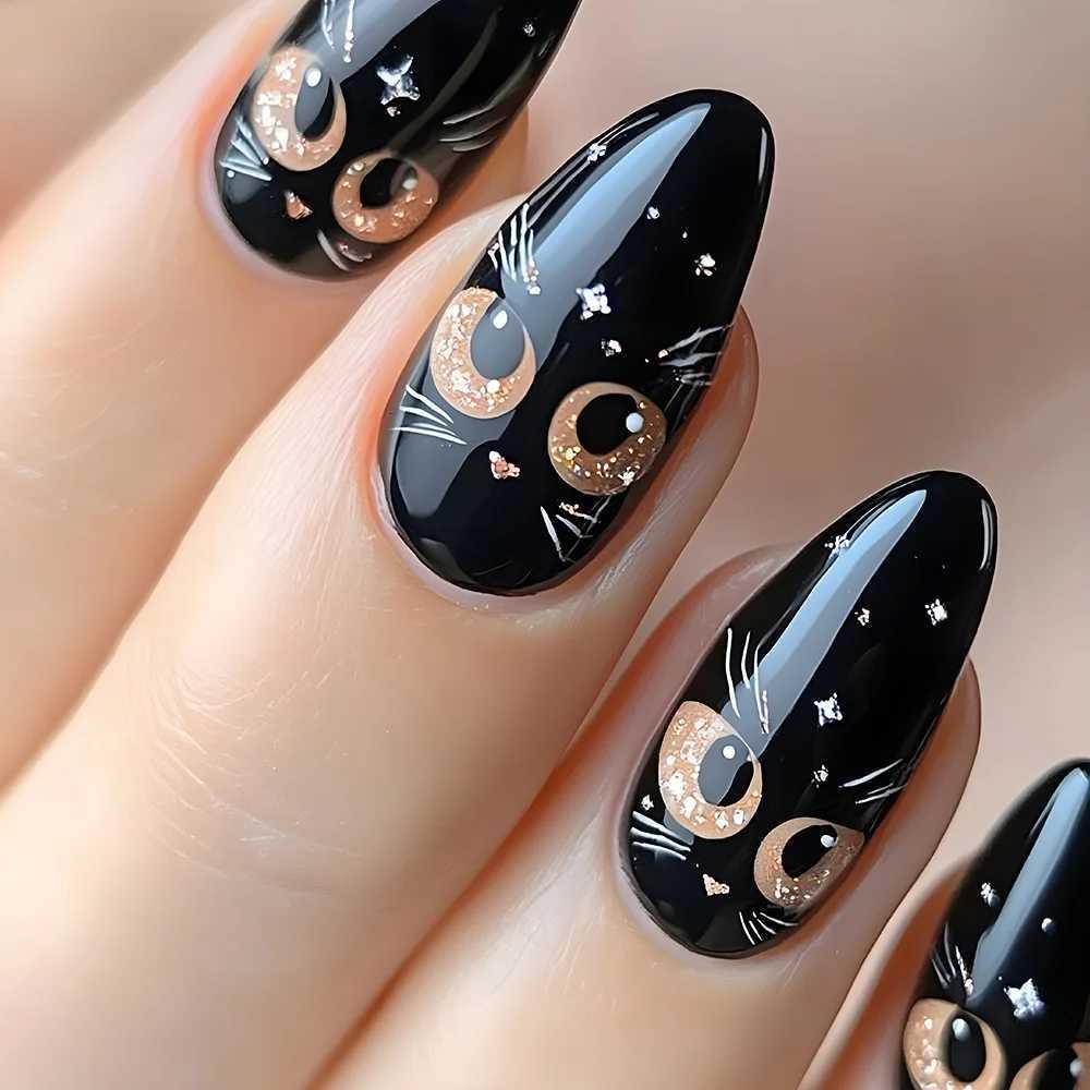 24pcs Cartoon Animal Print Fake Nails Rabbit Pigeon Sheep Cat pattern Korean Press on Nails for Women Girl Wearable False NailsT251118T251119
