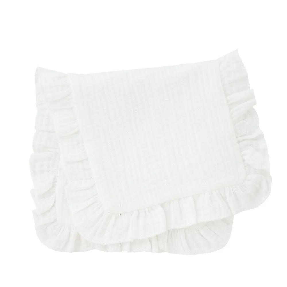 Wholesale plain weave ruffled Burp pads made of 100 pure cotton baby fabric 250414z
