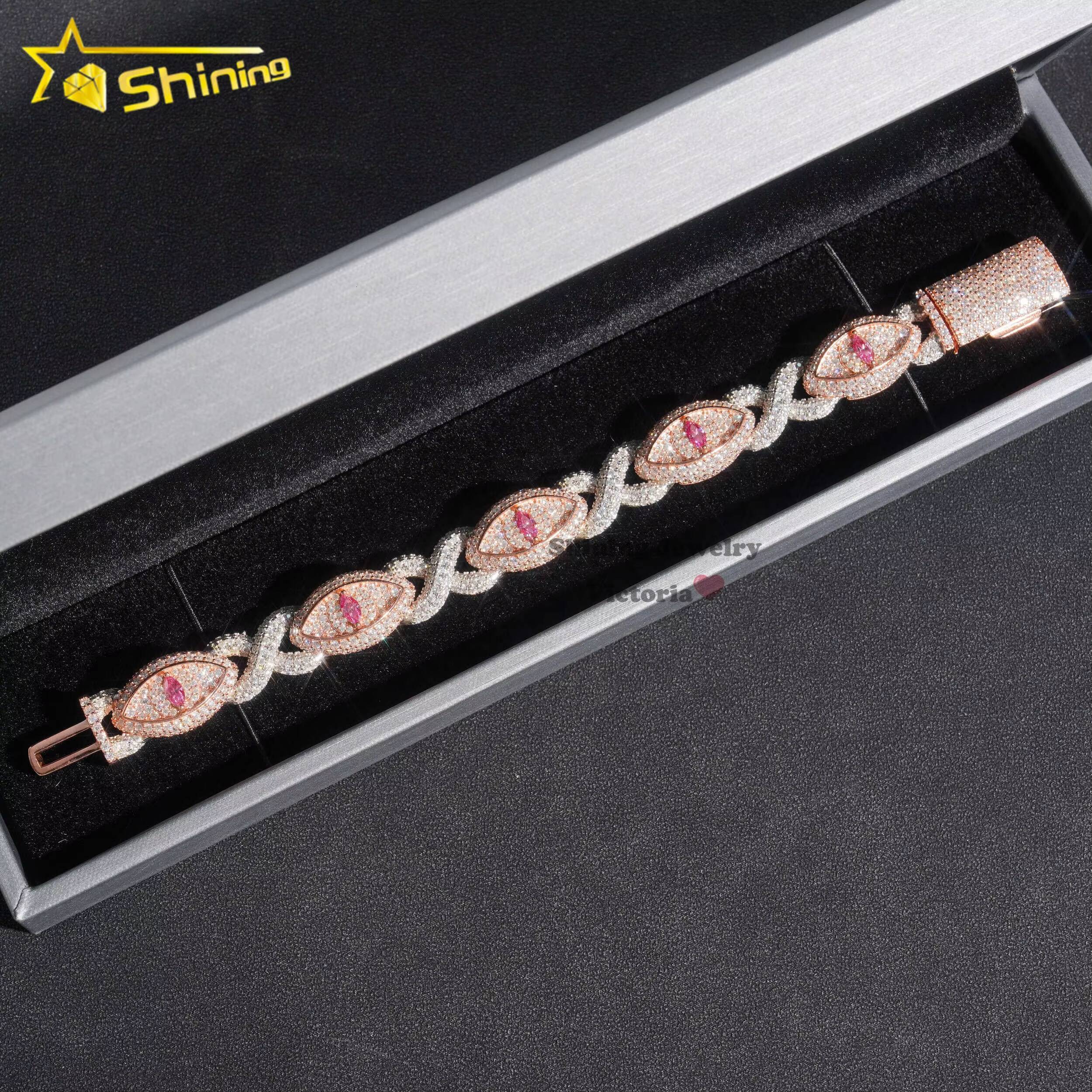 Personalized Hip Hop Jewelry Iced Out Pass Diamond Tester Men Cuban Bracelet 925 Silver Moissanite Evil Eye Cuban Link Bracelet