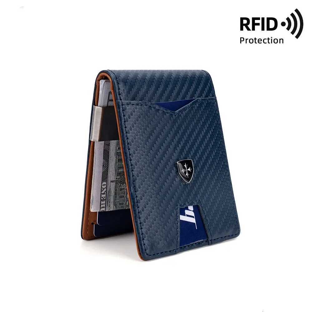 Minimalist Wallet RFID Anti-theft Antimagnetic Brush Double Fold Cross Front Pocket Portable Card Holder Multifunctional WalletT251119
