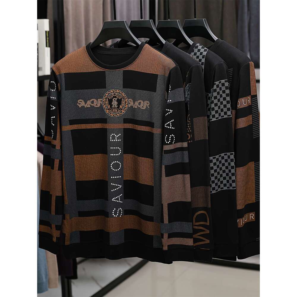Original Quality Men's O-Neck T-Shirt Exquisite Letter Jacquard Long Sleeve Autumn Versatile Commuting Sports Casual Menswear - view 8