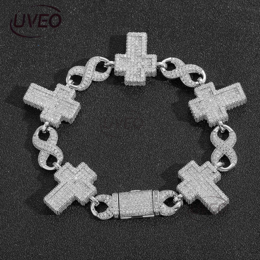 Luxury Hip hop bracelet Cross figure-eight Cuban chain Ice out VVS Moissanite men's and women's bracelets Free delivery