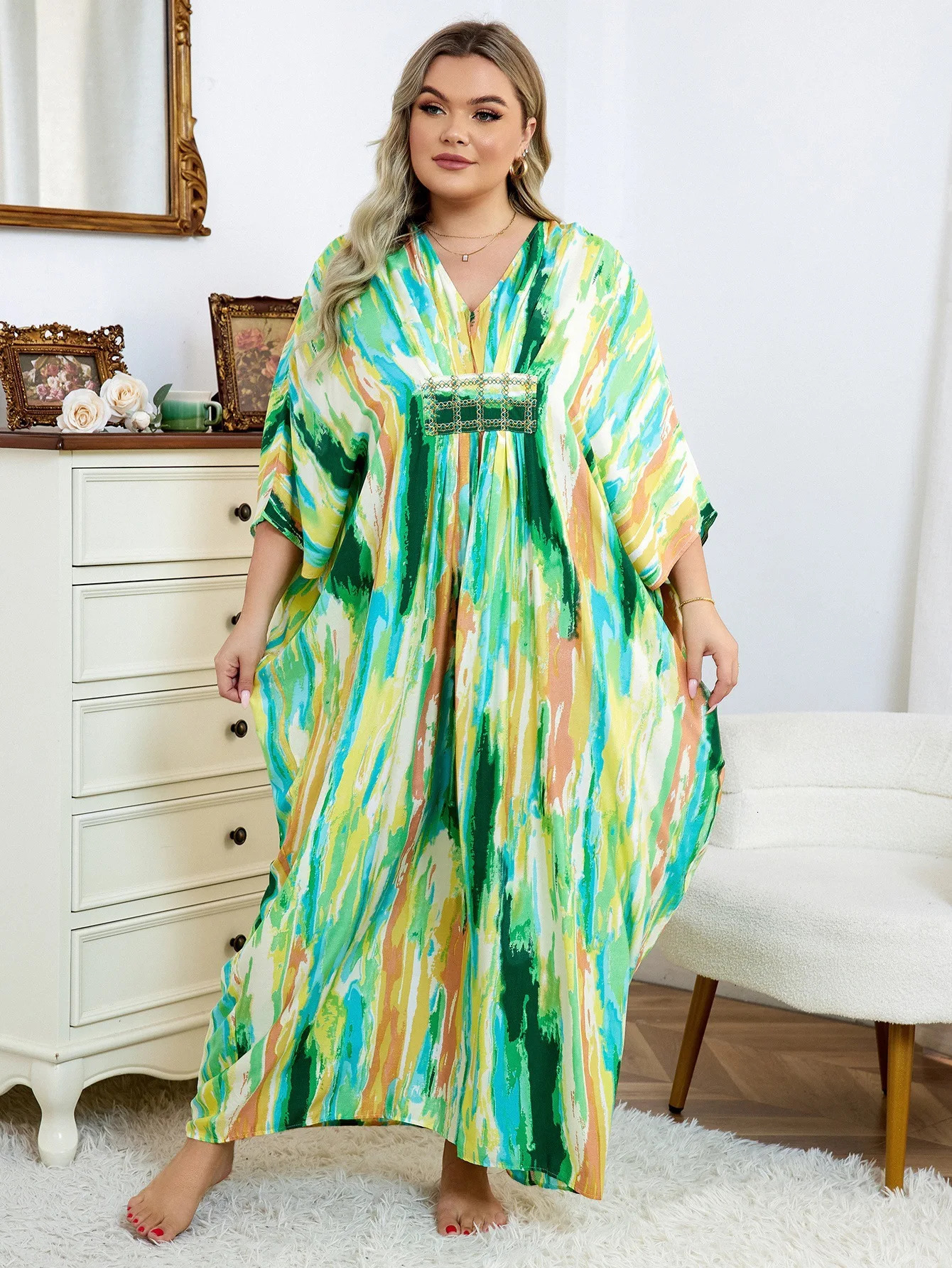 Womens beach cover Caftan Loungewear swimsuit Kaftan dress 250415Z