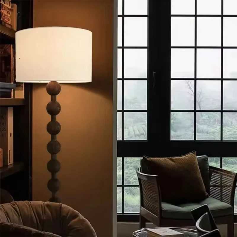 Medieval Solid Wood Living Room Floor Lamp Wabi Sabi Style Retro Sofa Edge HighEnd American Decorative Atmosphere Lamp Desk Lamp M251119