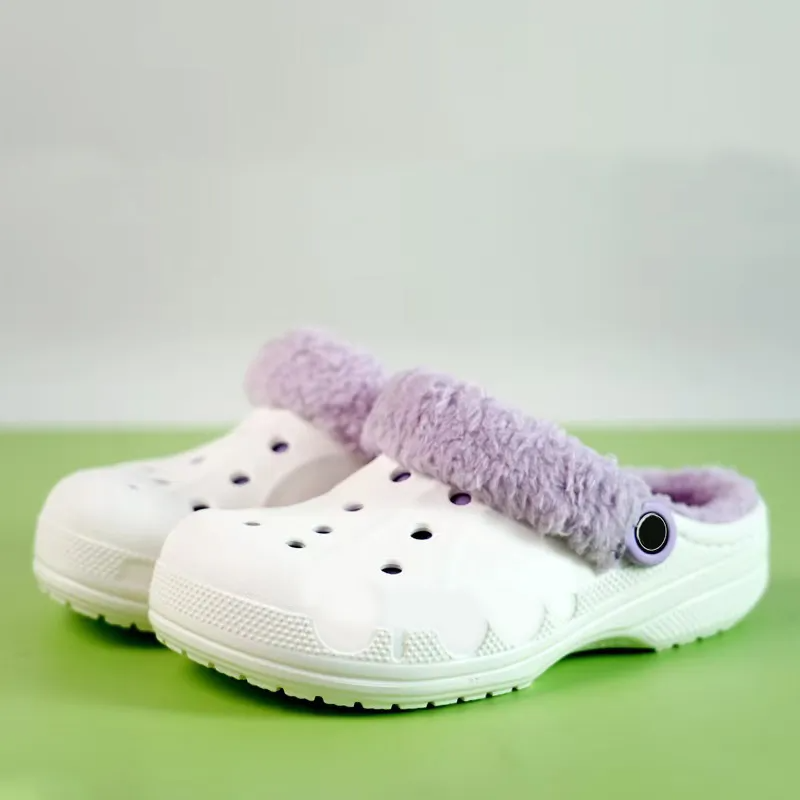 Designer croc slippers fluffy Woman Man Clog croc slippers women Slides Black Winter Fur Slipper Cotton Snow Warm Scuffs Luxury Shoes Platform Shoes
