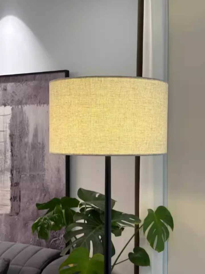 Vintage Fabric Floor Lamp Living Room Sofa Side Standing Lamp Antique Home Shelf Lamp LED Light Bedroom Bedside Lamp With Table M251119