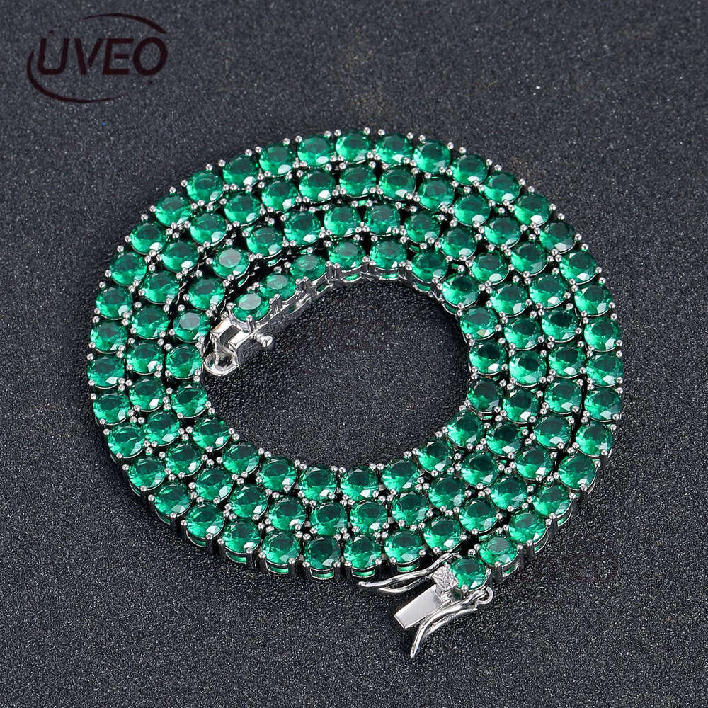 Men Women Luxury Hip Hop 4mm green single row Ice out VVS Moissanite necklace Tennis bracelet Free delivery