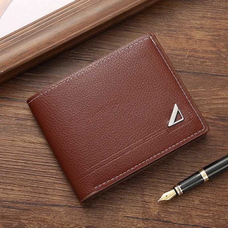 New in 1pc Mens Wallet Short Money Clip Business Casual Horizontal PU Leather Clip Fashion Large Capacity Soft Leather WalletT251119