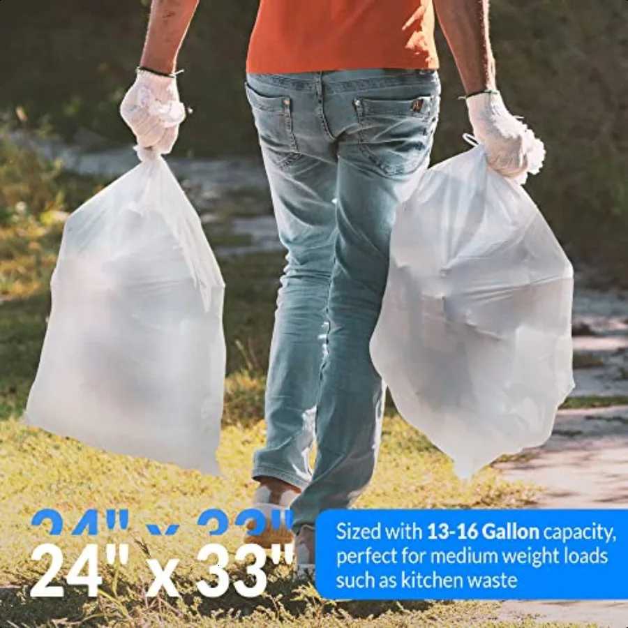 13 Gallon Trash Bags 250 Bags Clear Tall Kitchen Strong Garbage C251119