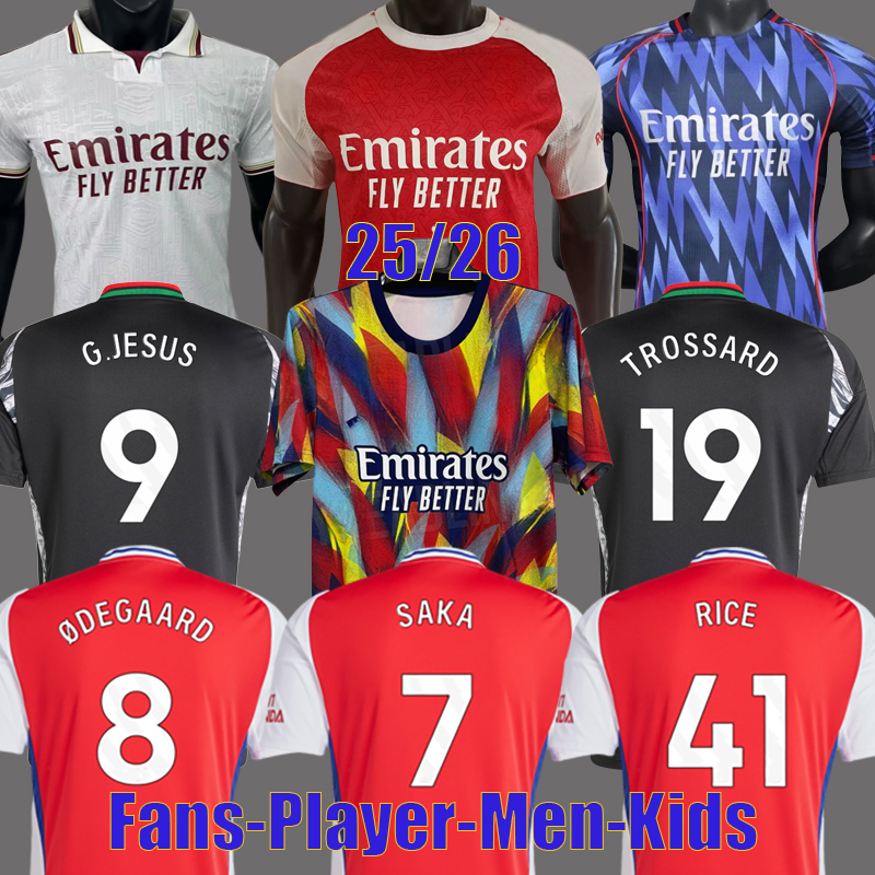 2025 2026 LEWIS SKELLY STERLING RICE HAVERTZ SAKA MARTINELLI shirt soccer jerseys 2026 football kits 24 25 26 SALIBA G.JESUS ODEGAARD Men Kids kit set tops
